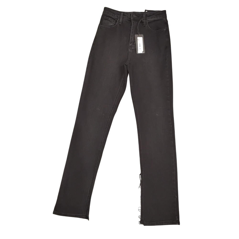 NWt Just Black Denim Long-Line Slim Slit Straight Jeans Washed Black BP387J-25
